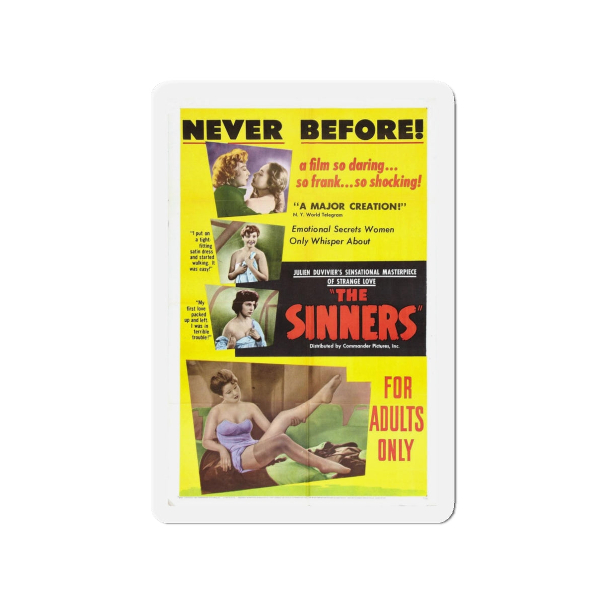 THE SINNERS 1949 Movie Poster - Refrigerator Magnet