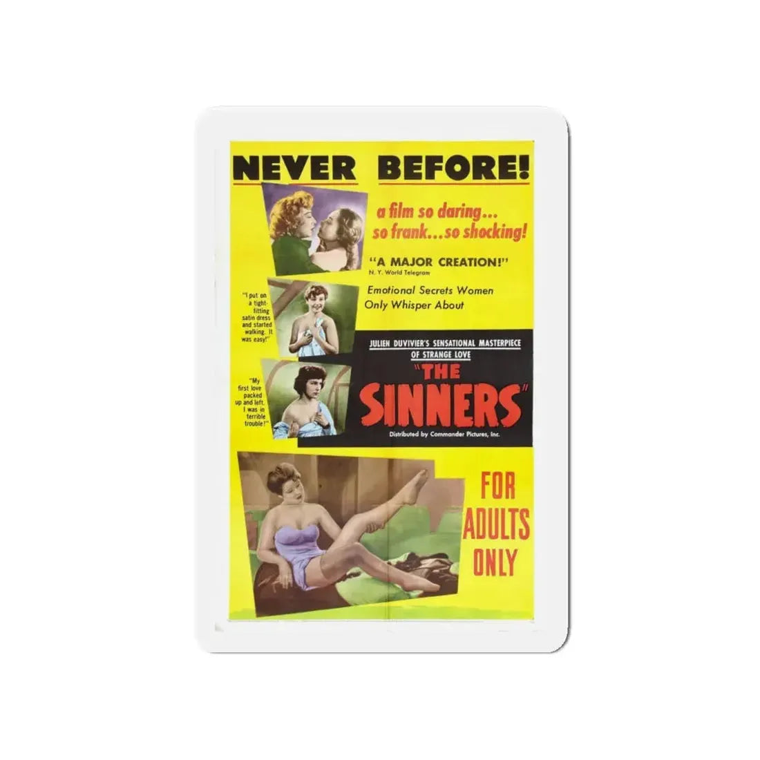 THE SINNERS 1949 Movie Poster - Refrigerator Magnet 4 Inch Die-Cut - The Sticker Space