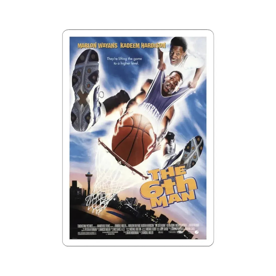 The Sixth Man 1997 Movie Poster - STICKER Vinyl Kiss-Cut Decal 4 Inch White - The Sticker Space