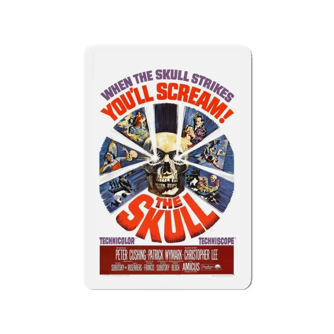 THE SKULL (2) 1965 Movie Poster - Refrigerator Magnet 3 Inch Die-Cut - The Sticker Space