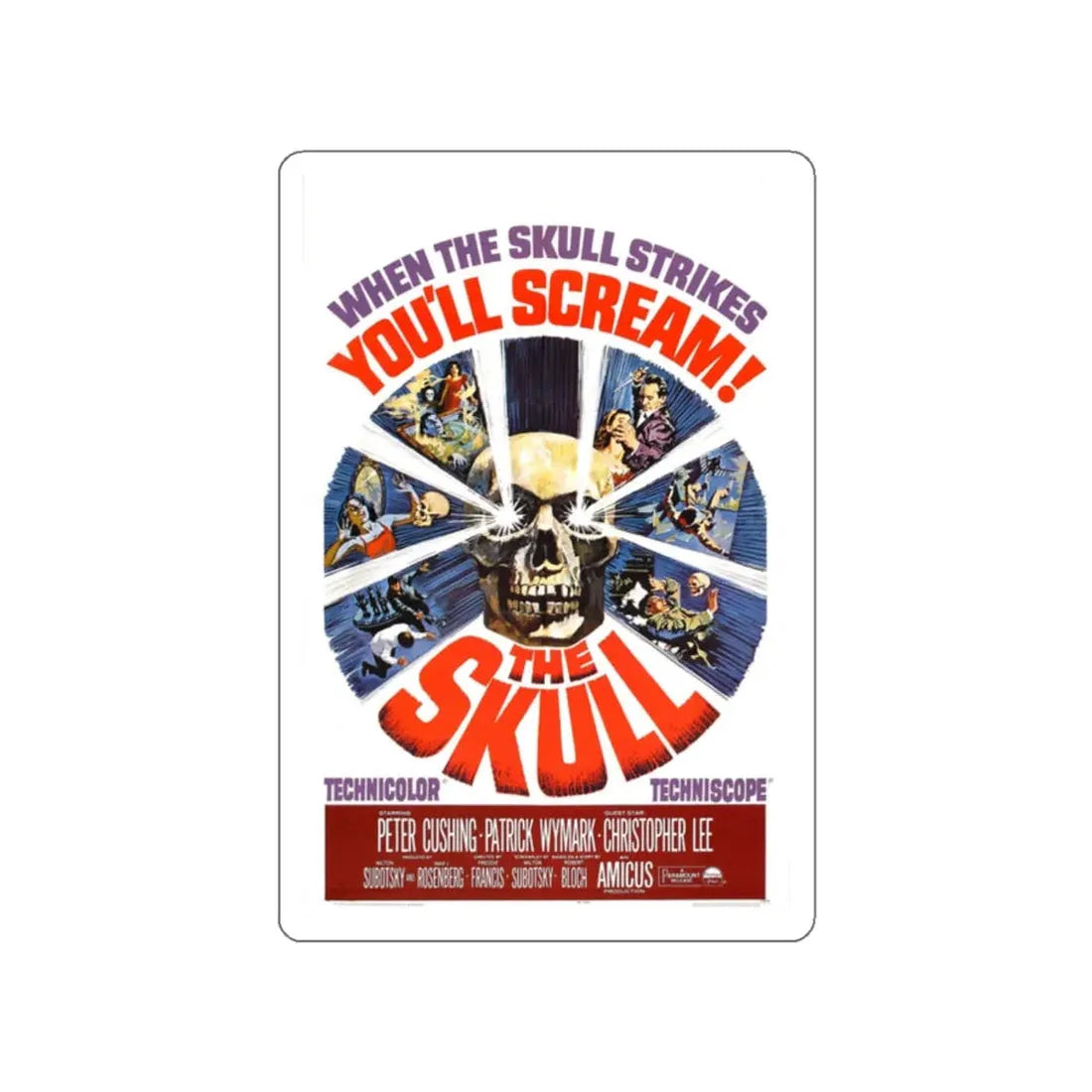 THE SKULL (2) 1965 Movie Poster STICKER Vinyl Die-Cut Decal 2 Inch - The Sticker Space
