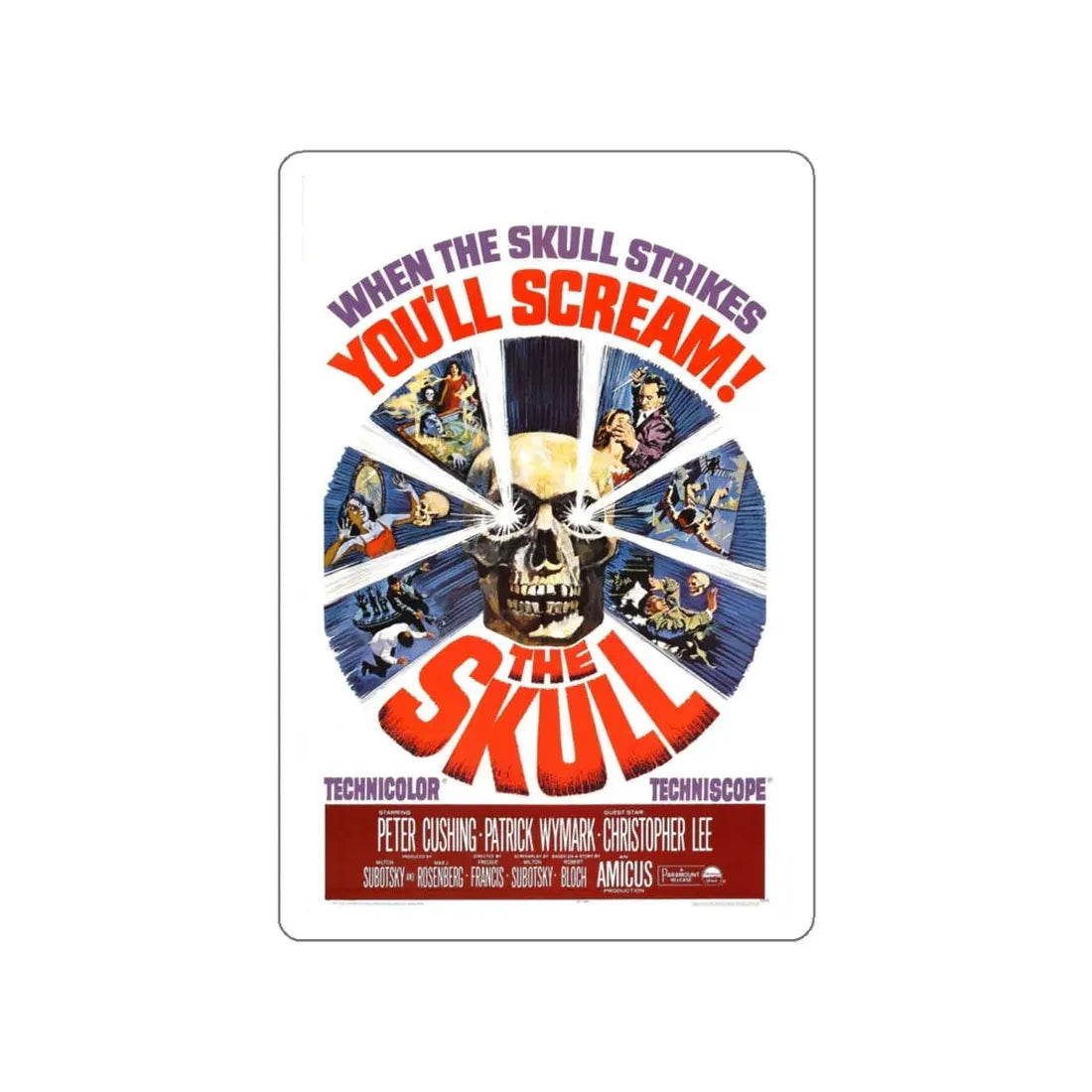 THE SKULL (2) 1965 Movie Poster STICKER Vinyl Die-Cut Decal 6 Inch - The Sticker Space
