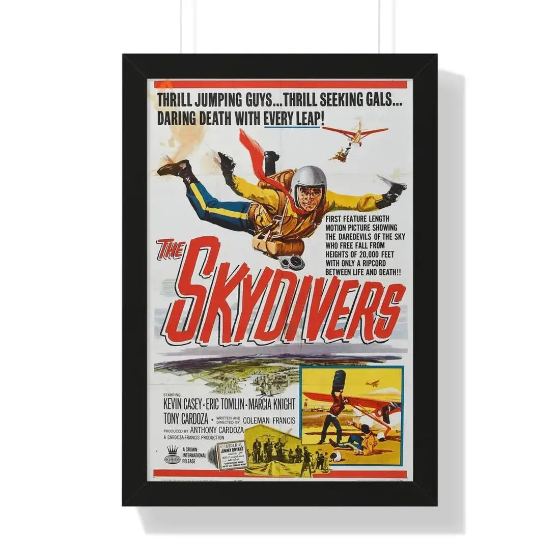 THE SKYDIVERS 1963 - Framed Movie Poster 16″ x 24″ Black - The Sticker Space