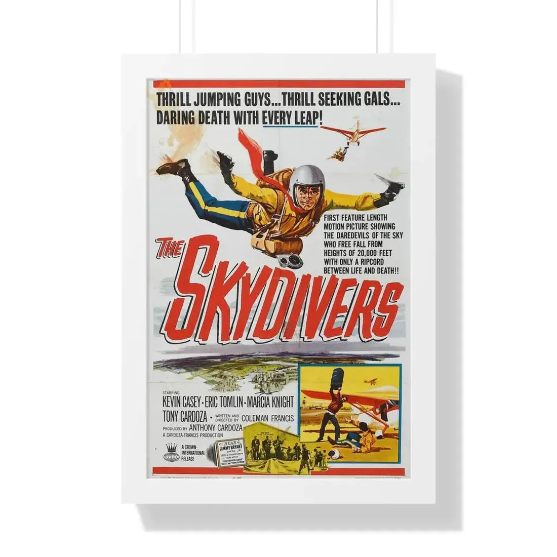 THE SKYDIVERS 1963 - Framed Movie Poster 16″ x 24″ White - The Sticker Space