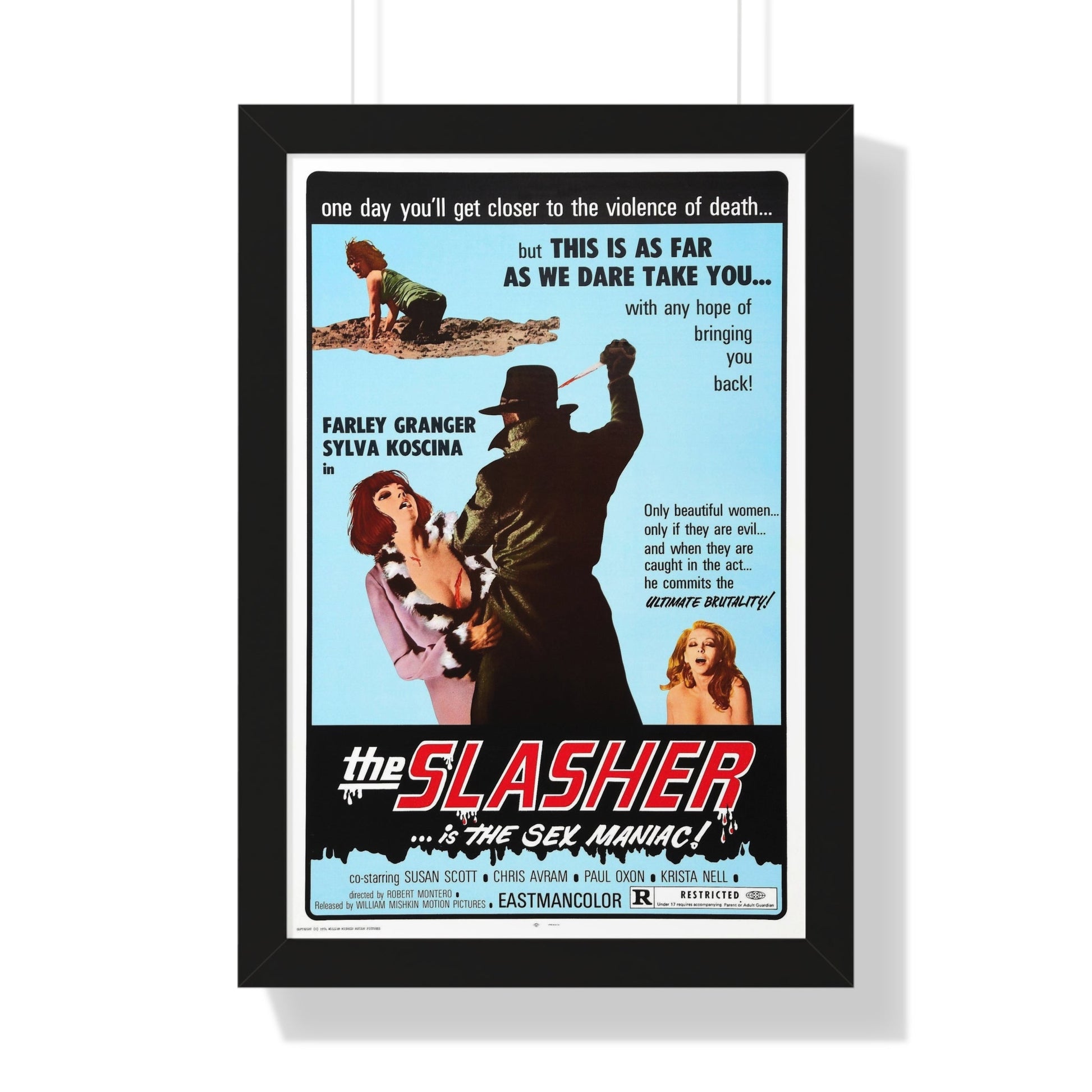 THE SLASHER ...IS THE SEX MANIAC 1972 - Framed Movie Poster-16″ x 24″-The Sticker Space