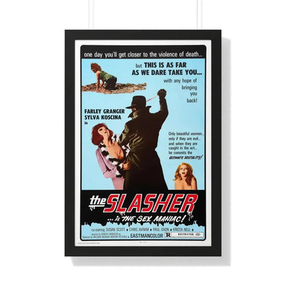 THE SLASHER ...IS THE SEX MANIAC 1972 - Framed Movie Poster 20" x 30" Black - The Sticker Space