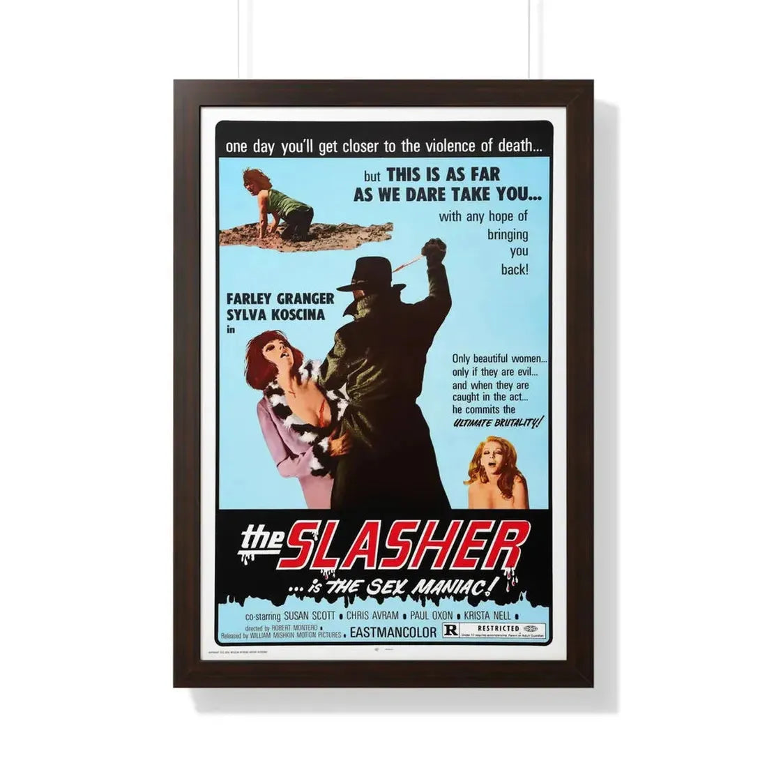 THE SLASHER ...IS THE SEX MANIAC 1972 - Framed Movie Poster 20" x 30" Walnut - The Sticker Space