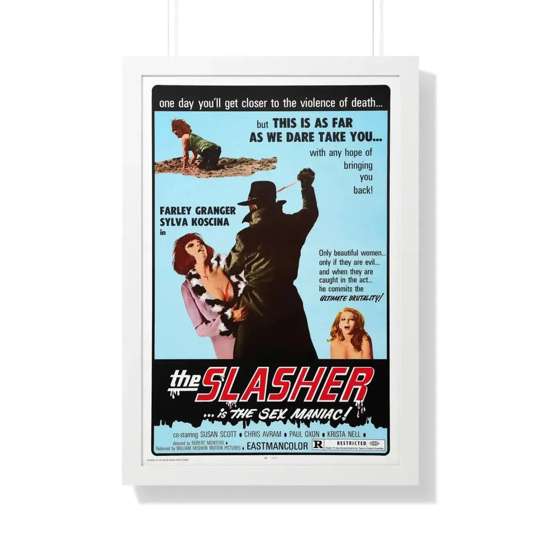 THE SLASHER ...IS THE SEX MANIAC 1972 - Framed Movie Poster 20" x 30" White - The Sticker Space