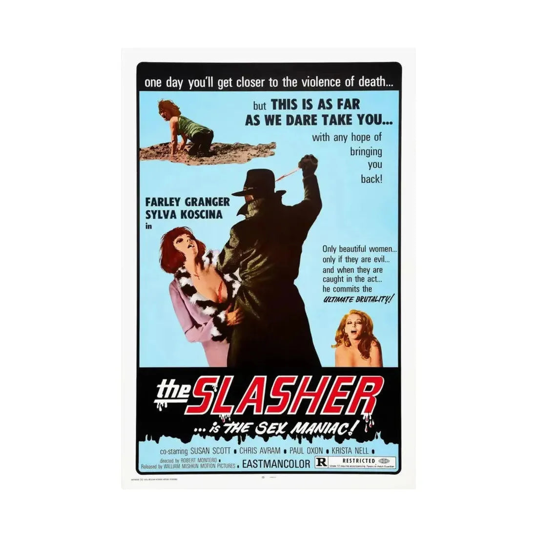 THE SLASHER ...IS THE SEX MANIAC 1972 - Paper Movie Poster - The Sticker Space