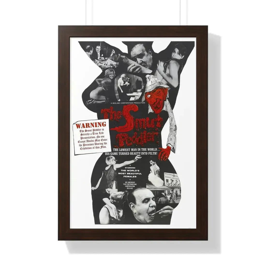THE SMUT PEDDLER 1965 - Framed Movie Poster 16″ x 24″ Walnut - The Sticker Space