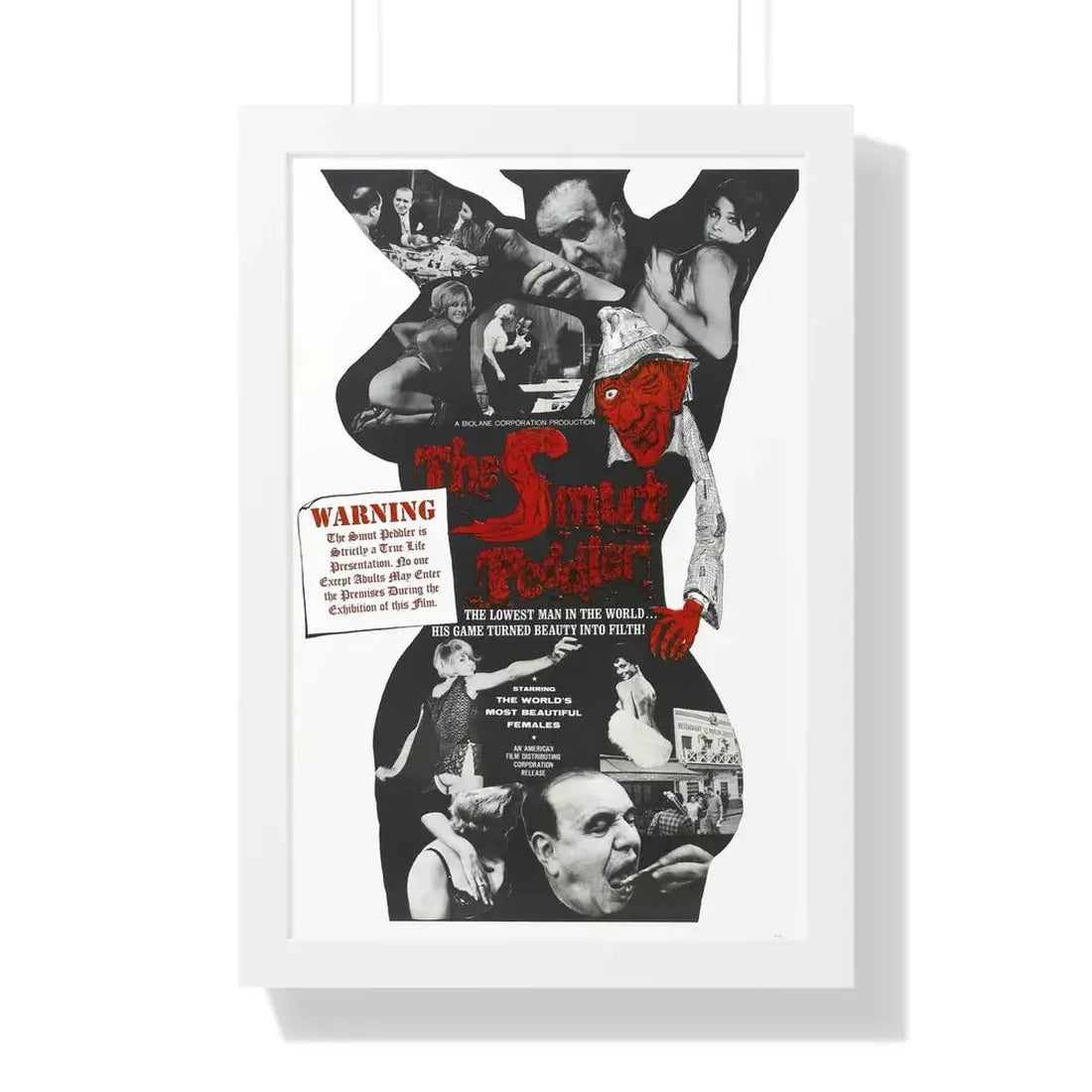 THE SMUT PEDDLER 1965 - Framed Movie Poster 16″ x 24″ White - The Sticker Space