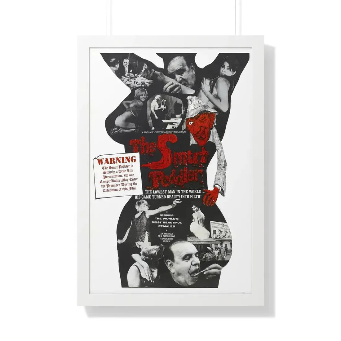 THE SMUT PEDDLER 1965 - Framed Movie Poster 20" x 30" White - The Sticker Space