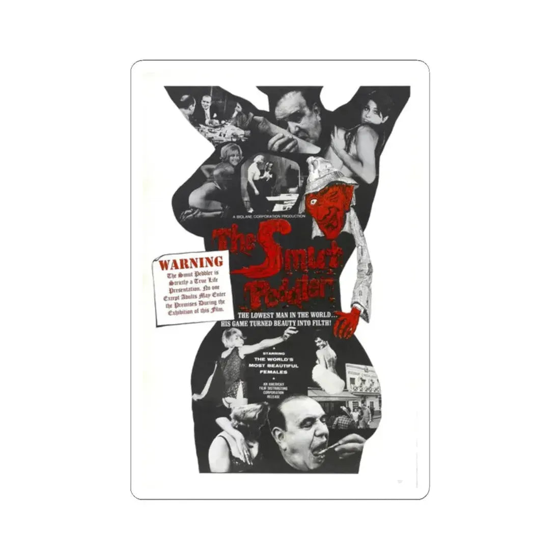 THE SMUT PEDDLER 1965 Movie Poster - STICKER Vinyl Kiss-Cut Decal 2 Inch White - The Sticker Space