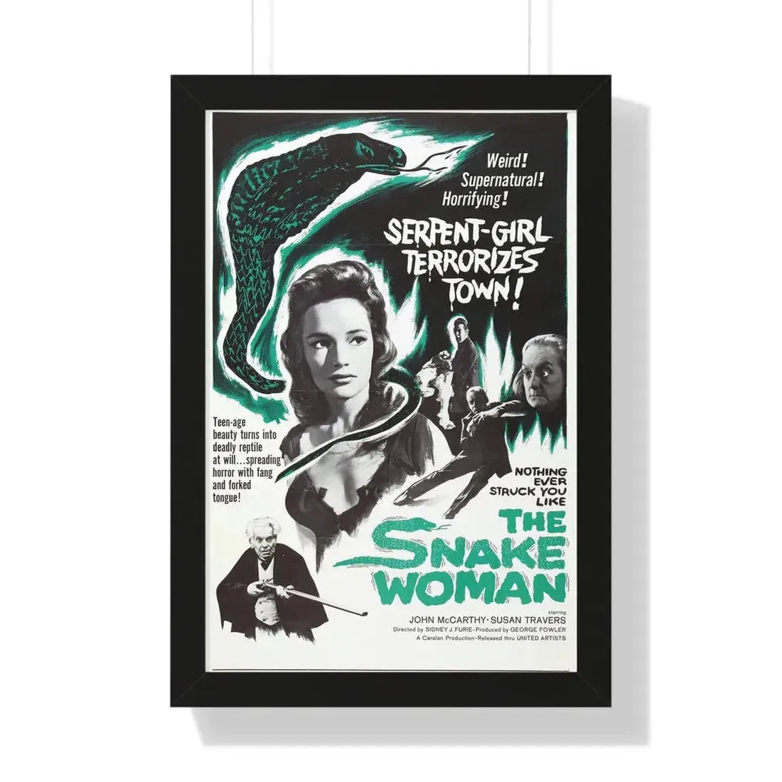 THE SNAKE WOMAN 1961 - Framed Movie Poster 16″ x 24″ Black - The Sticker Space