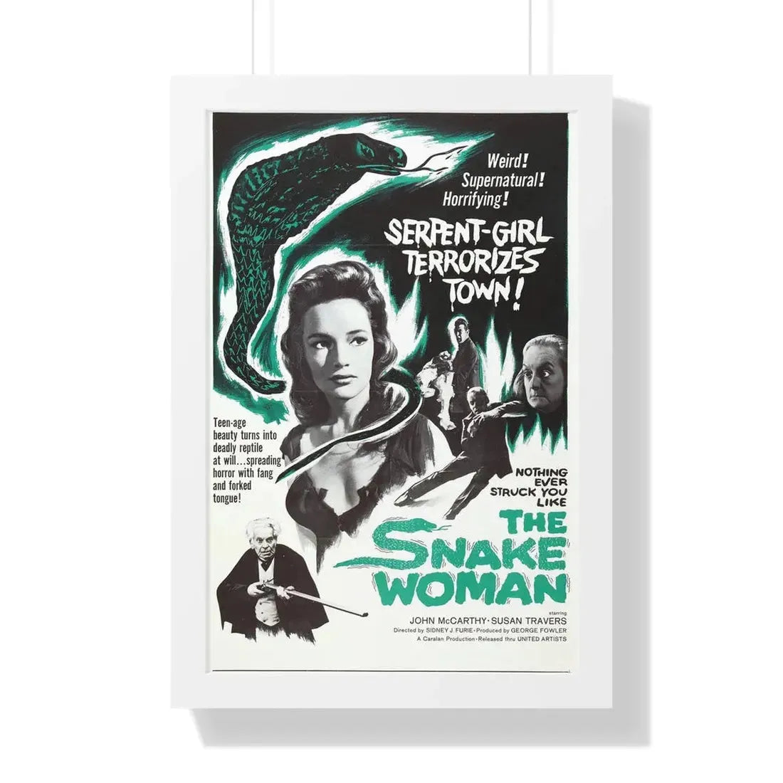 THE SNAKE WOMAN 1961 - Framed Movie Poster 16″ x 24″ White - The Sticker Space