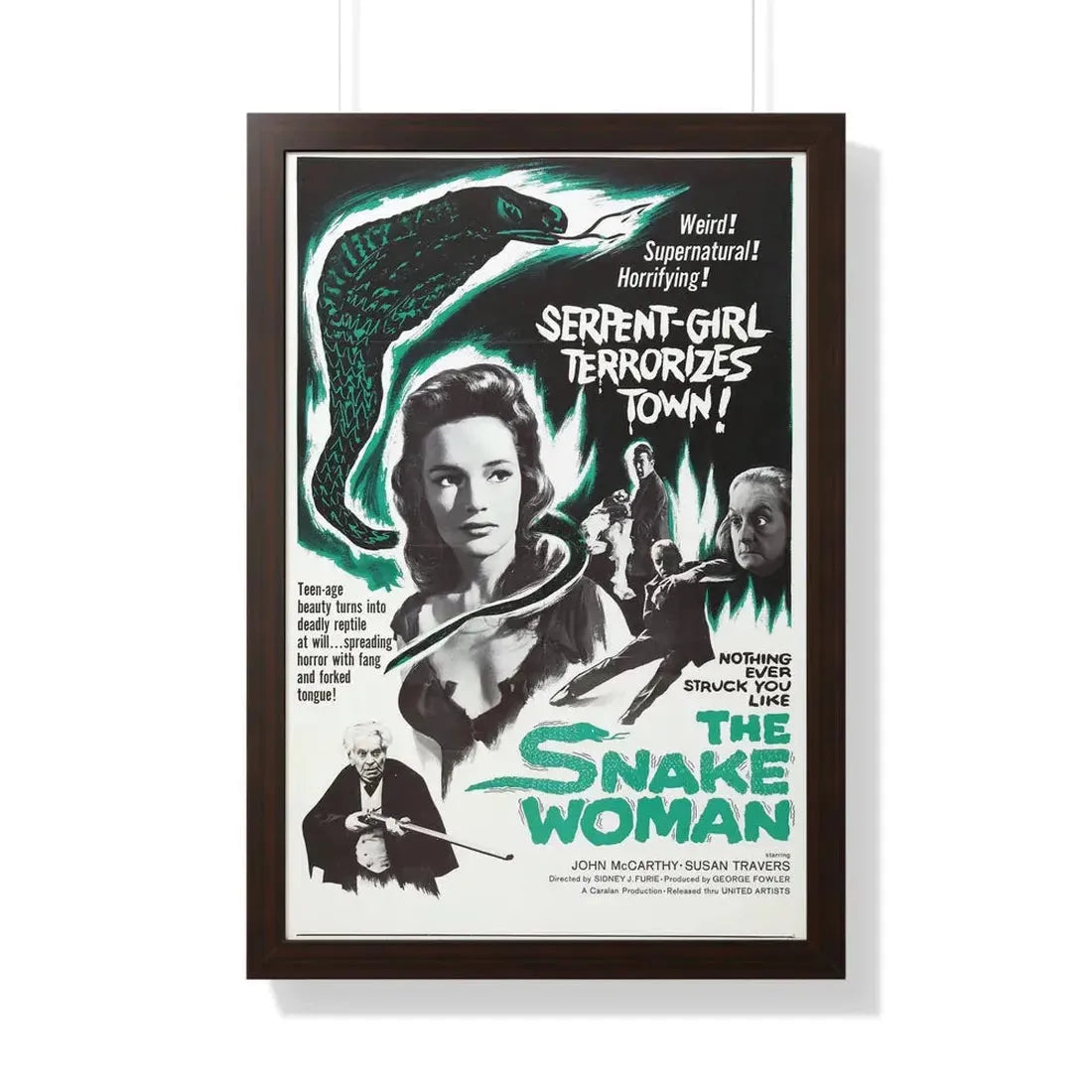THE SNAKE WOMAN 1961 - Framed Movie Poster 20" x 30" Walnut - The Sticker Space