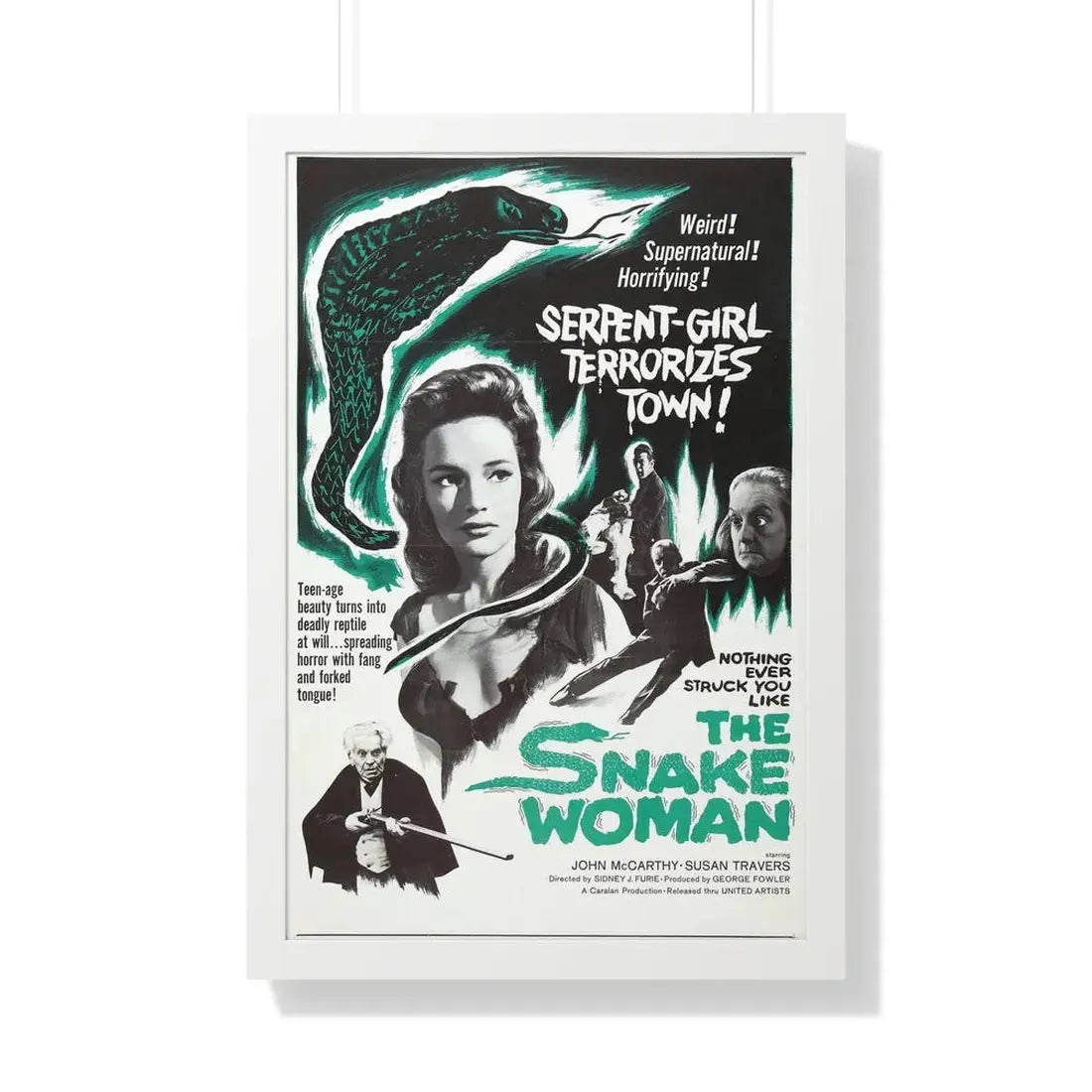 THE SNAKE WOMAN 1961 - Framed Movie Poster 20" x 30" White - The Sticker Space
