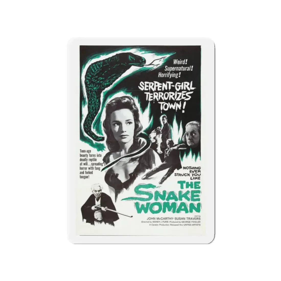 THE SNAKE WOMAN 1961 Movie Poster - Refrigerator Magnet 2 Inch Die-Cut - The Sticker Space