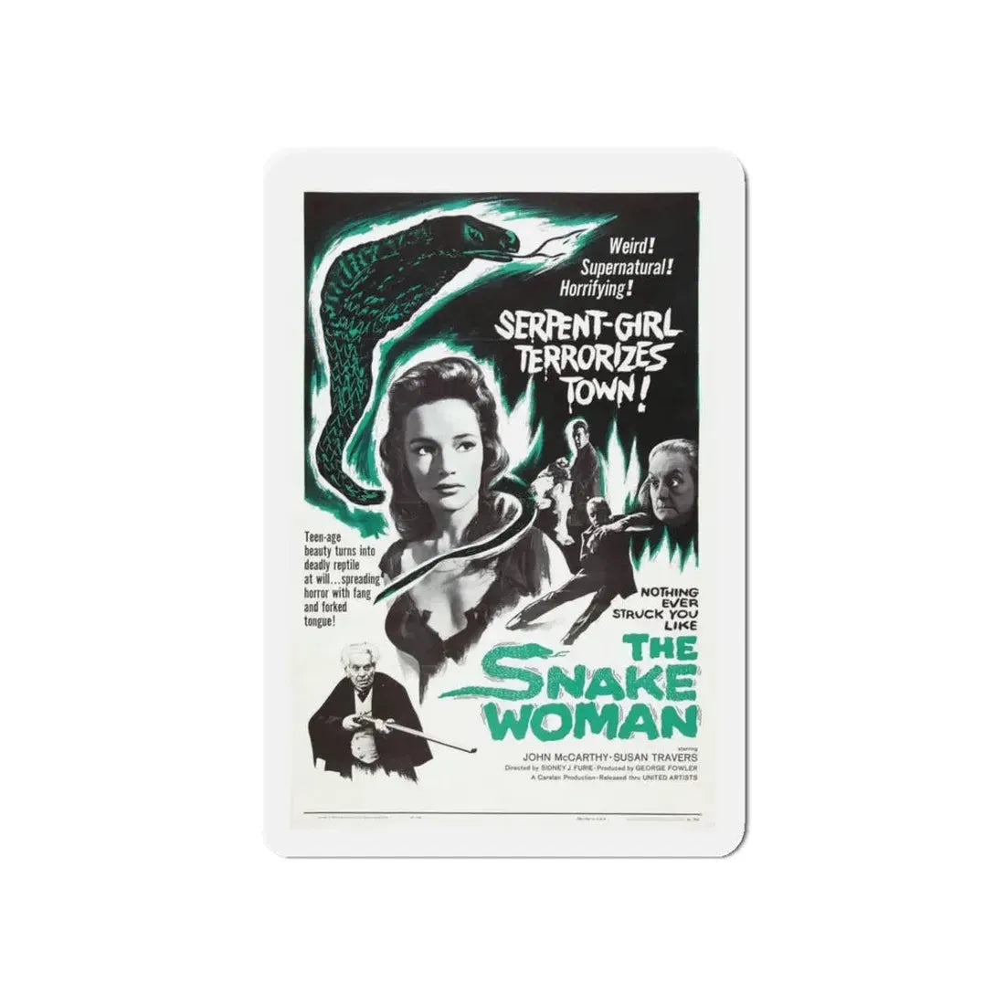 THE SNAKE WOMAN 1961 Movie Poster - Refrigerator Magnet 5 Inch Die-Cut - The Sticker Space