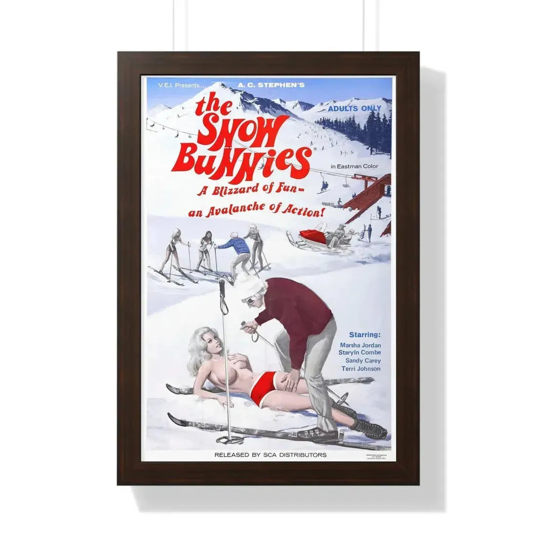 THE SNOW BUNNIES 1972 - Framed Movie Poster 16″ x 24″ Walnut - The Sticker Space