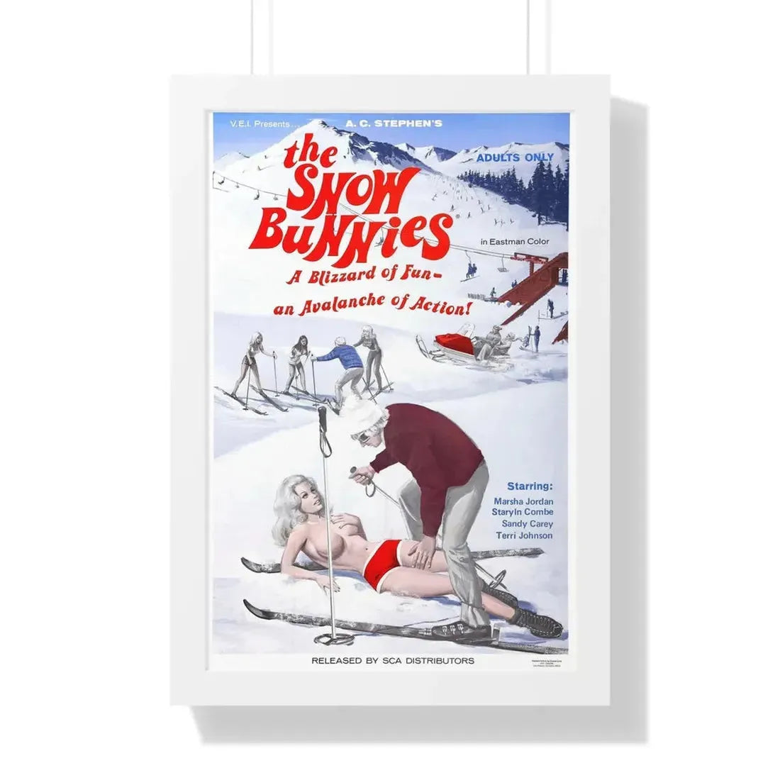 THE SNOW BUNNIES 1972 - Framed Movie Poster 16″ x 24″ White - The Sticker Space