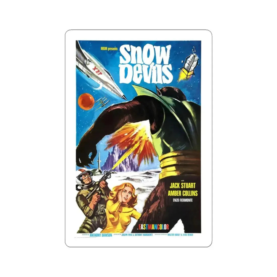 THE SNOW DEVILS 1965 Movie Poster - STICKER Vinyl Kiss-Cut Decal 4 Inch White - The Sticker Space