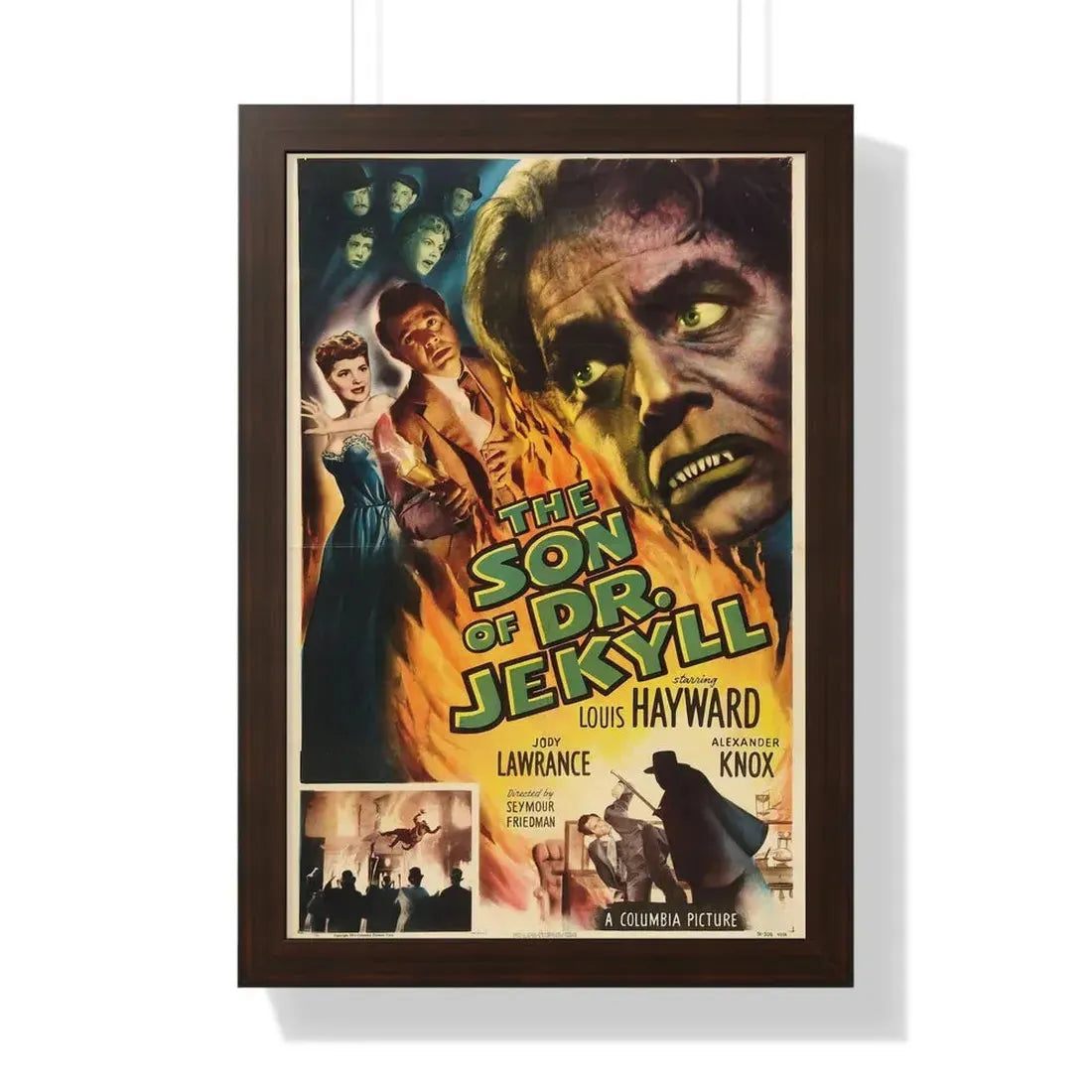THE SON OF DR JEKYLL 1951 - Framed Movie Poster 16″ x 24″ Walnut - The Sticker Space