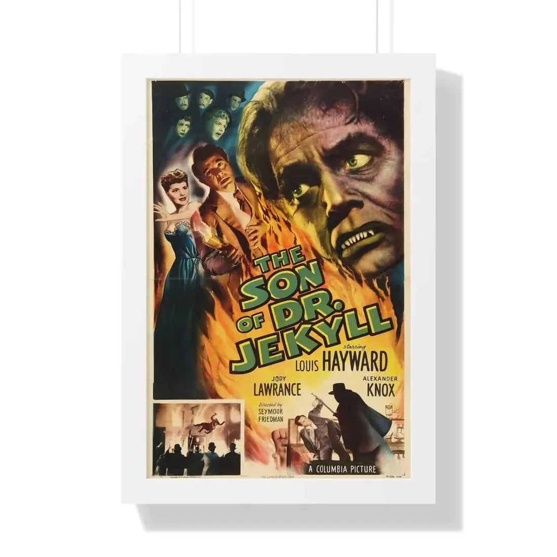 THE SON OF DR JEKYLL 1951 - Framed Movie Poster 16″ x 24″ White - The Sticker Space