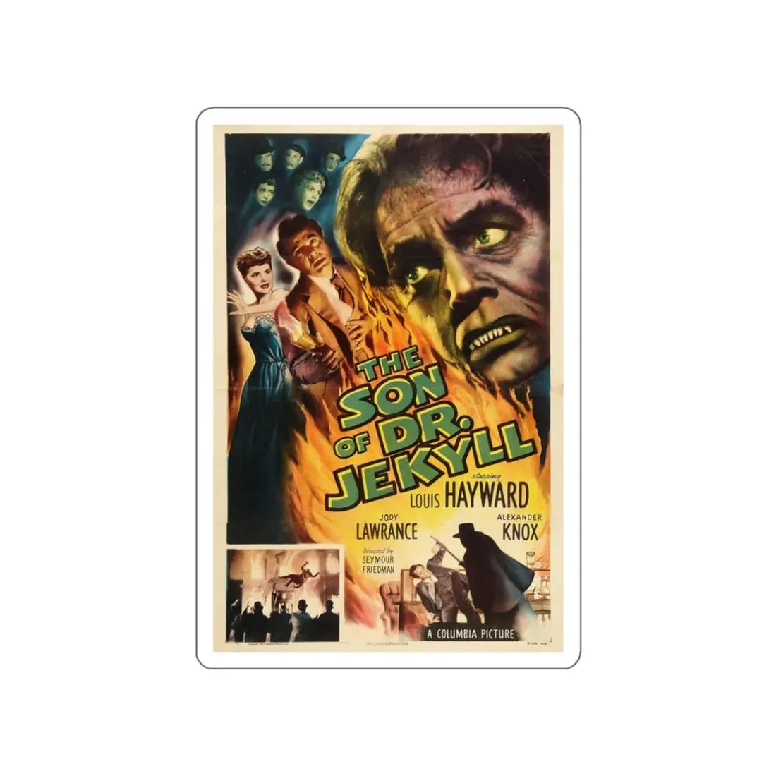 THE SON OF DR JEKYLL 1951 Movie Poster STICKER Vinyl Die-Cut Decal 3 Inch - The Sticker Space