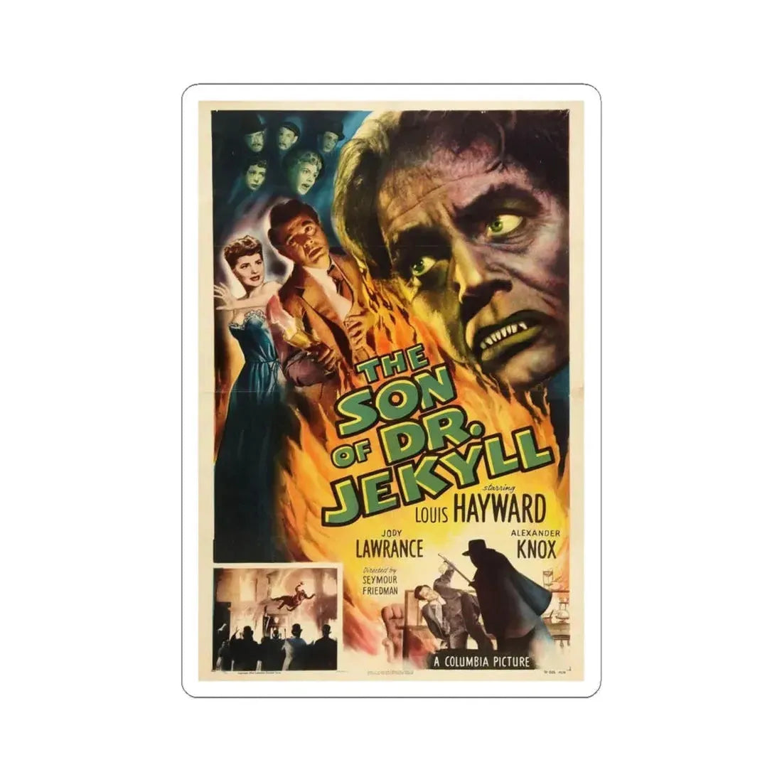 THE SON OF DR JEKYLL 1951 Movie Poster - STICKER Vinyl Kiss-Cut Decal 6 Inch White - The Sticker Space