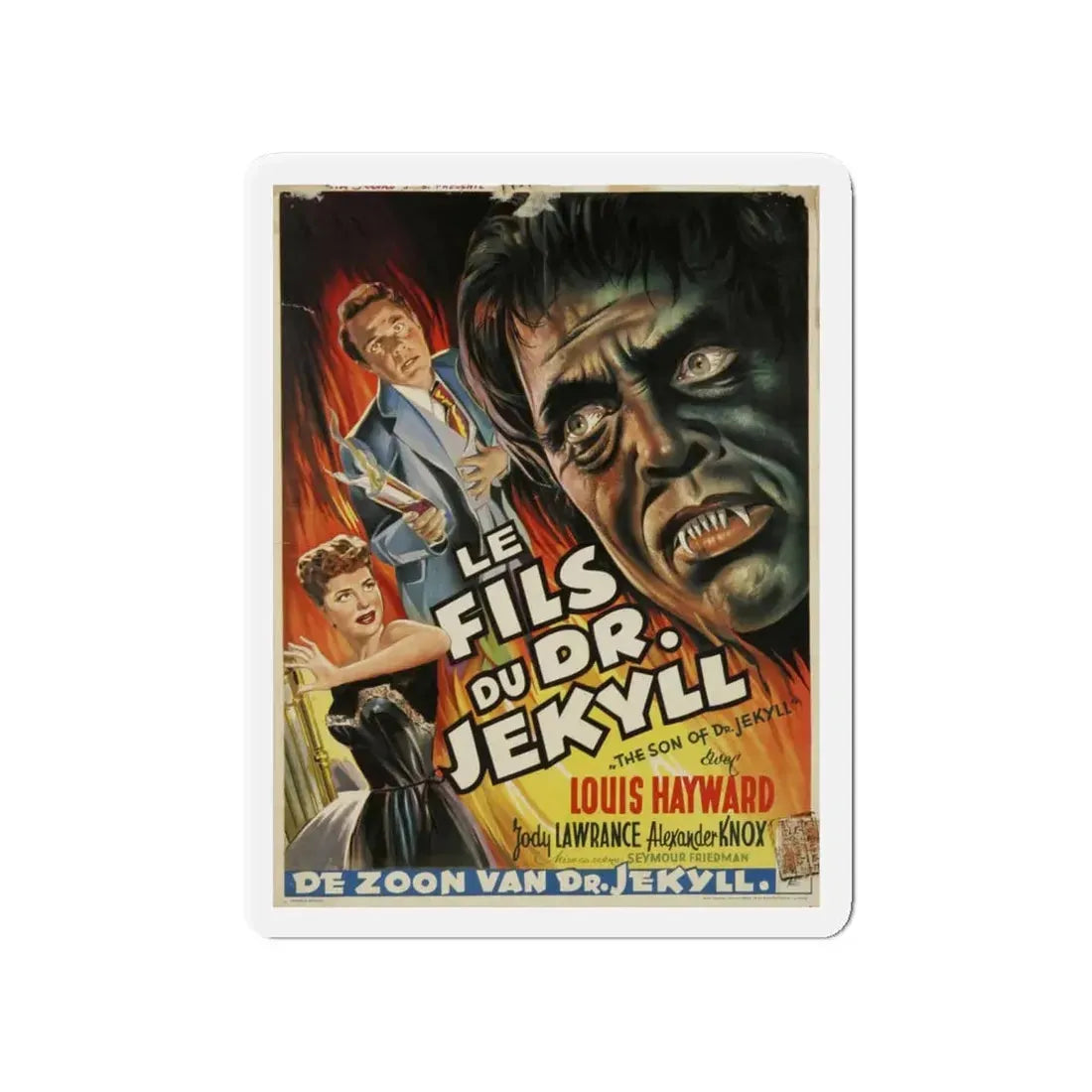 THE SON OF DR JEKYLL (BELGIAN) 1951 Movie Poster - Refrigerator Magnet 4 Inch - The Sticker Space