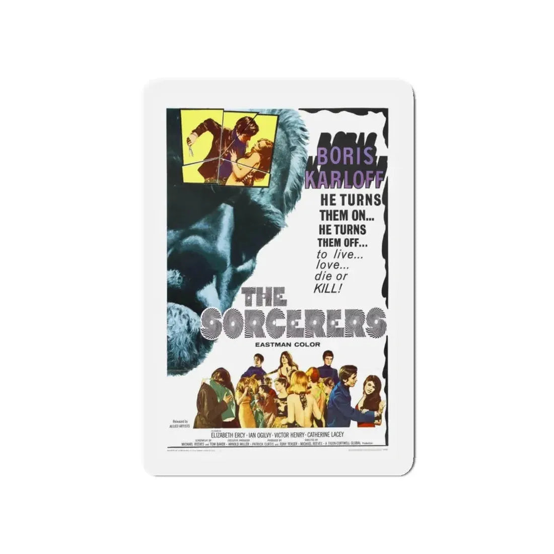 THE SORCERERS 1967 Movie Poster - Refrigerator Magnet 4 Inch Die-Cut - The Sticker Space