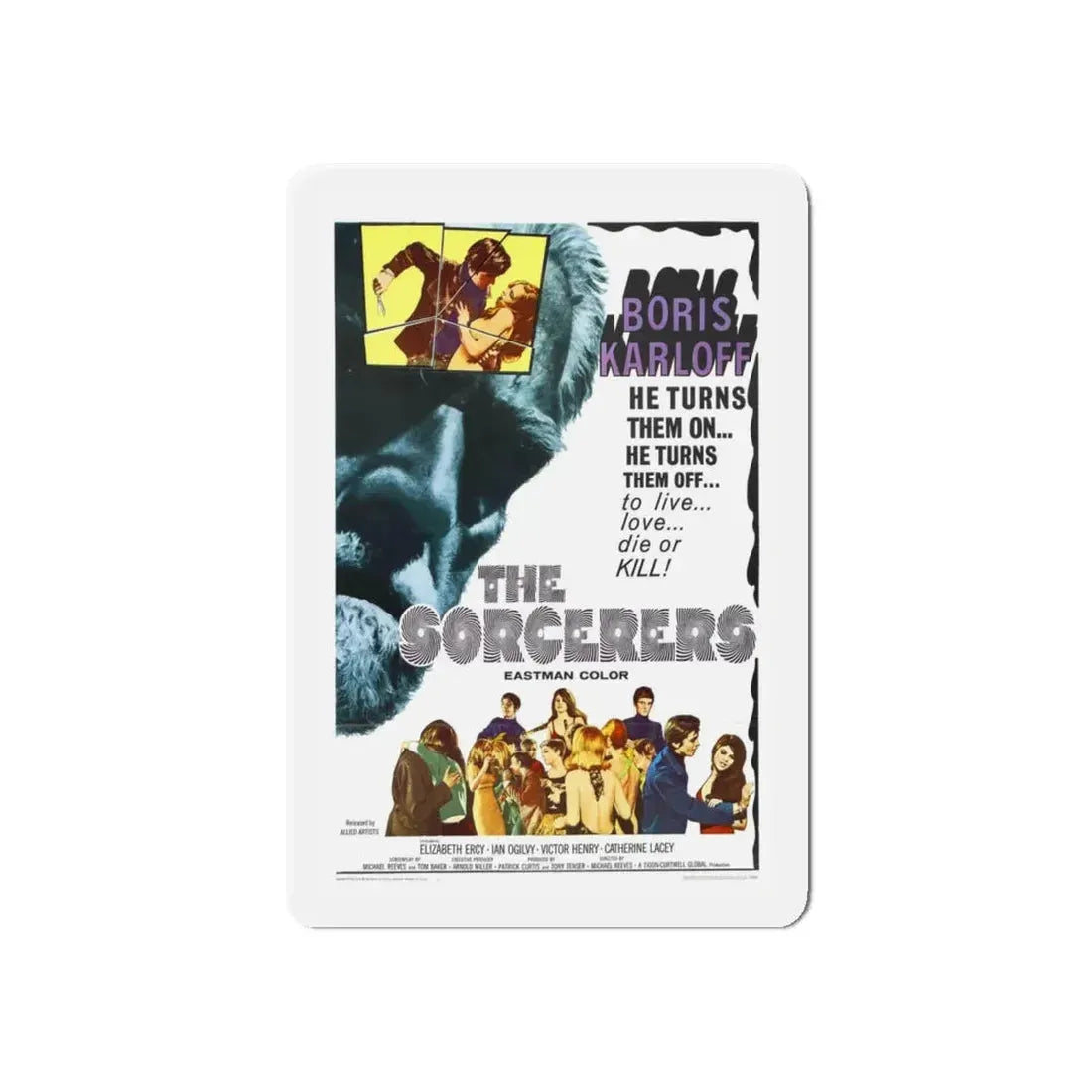 THE SORCERERS 1967 Movie Poster - Refrigerator Magnet 6 Inch Die-Cut - The Sticker Space