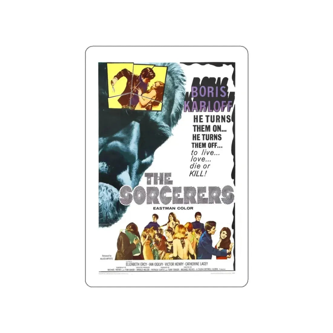 THE SORCERERS 1967 Movie Poster STICKER Vinyl Die-Cut Decal 3 Inch - The Sticker Space