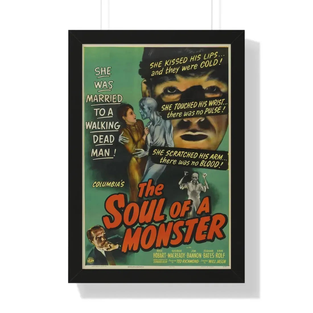 THE SOUL OF A MONSTER 1944 - Framed Movie Poster 16″ x 24″ Black - The Sticker Space
