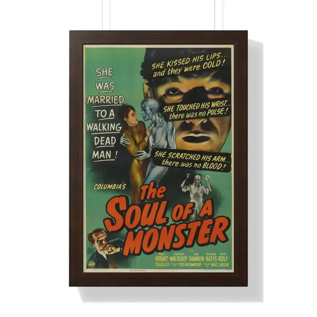 THE SOUL OF A MONSTER 1944 - Framed Movie Poster 16″ x 24″ Walnut - The Sticker Space
