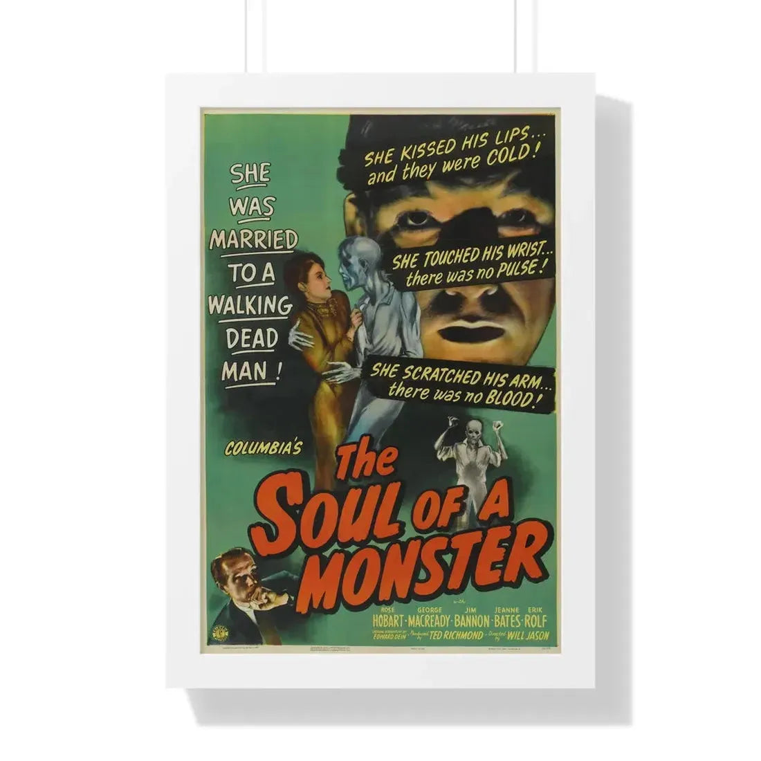 THE SOUL OF A MONSTER 1944 - Framed Movie Poster 16″ x 24″ White - The Sticker Space