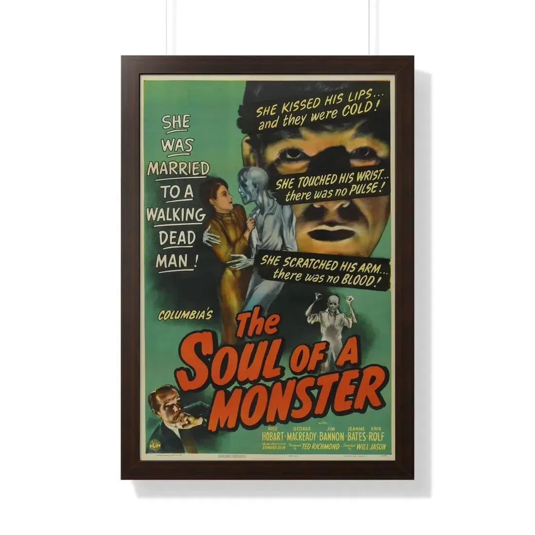 THE SOUL OF A MONSTER 1944 - Framed Movie Poster 20" x 30" Walnut - The Sticker Space