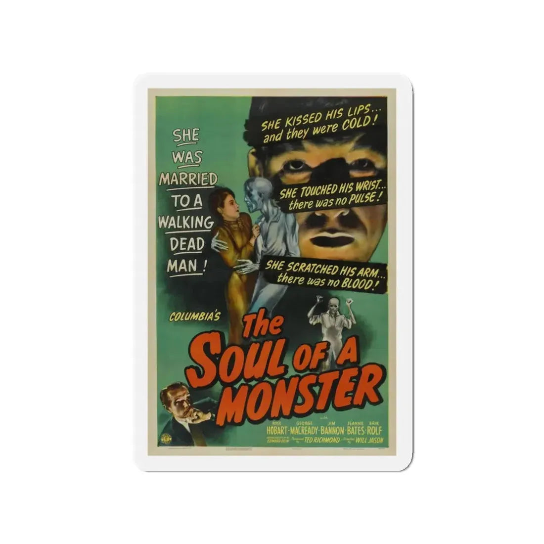 THE SOUL OF A MONSTER 1944 Movie Poster - Refrigerator Magnet 3 Inch Die-Cut - The Sticker Space