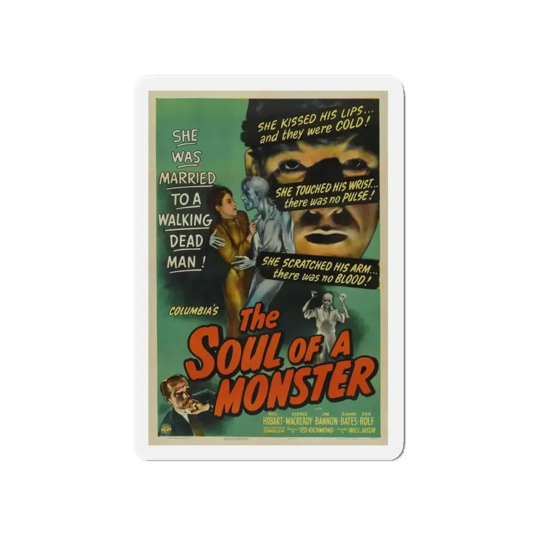 THE SOUL OF A MONSTER 1944 Movie Poster - Refrigerator Magnet 4 Inch Die-Cut - The Sticker Space