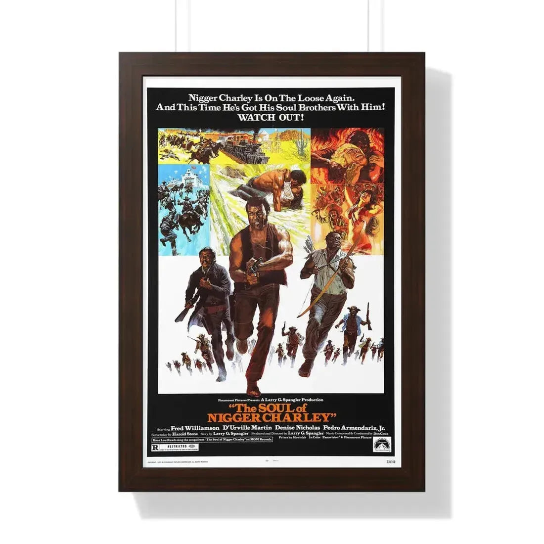 THE SOUL OF NIGGER CHARLEY 1973 - Framed Movie Poster 16″ x 24″ Walnut - The Sticker Space