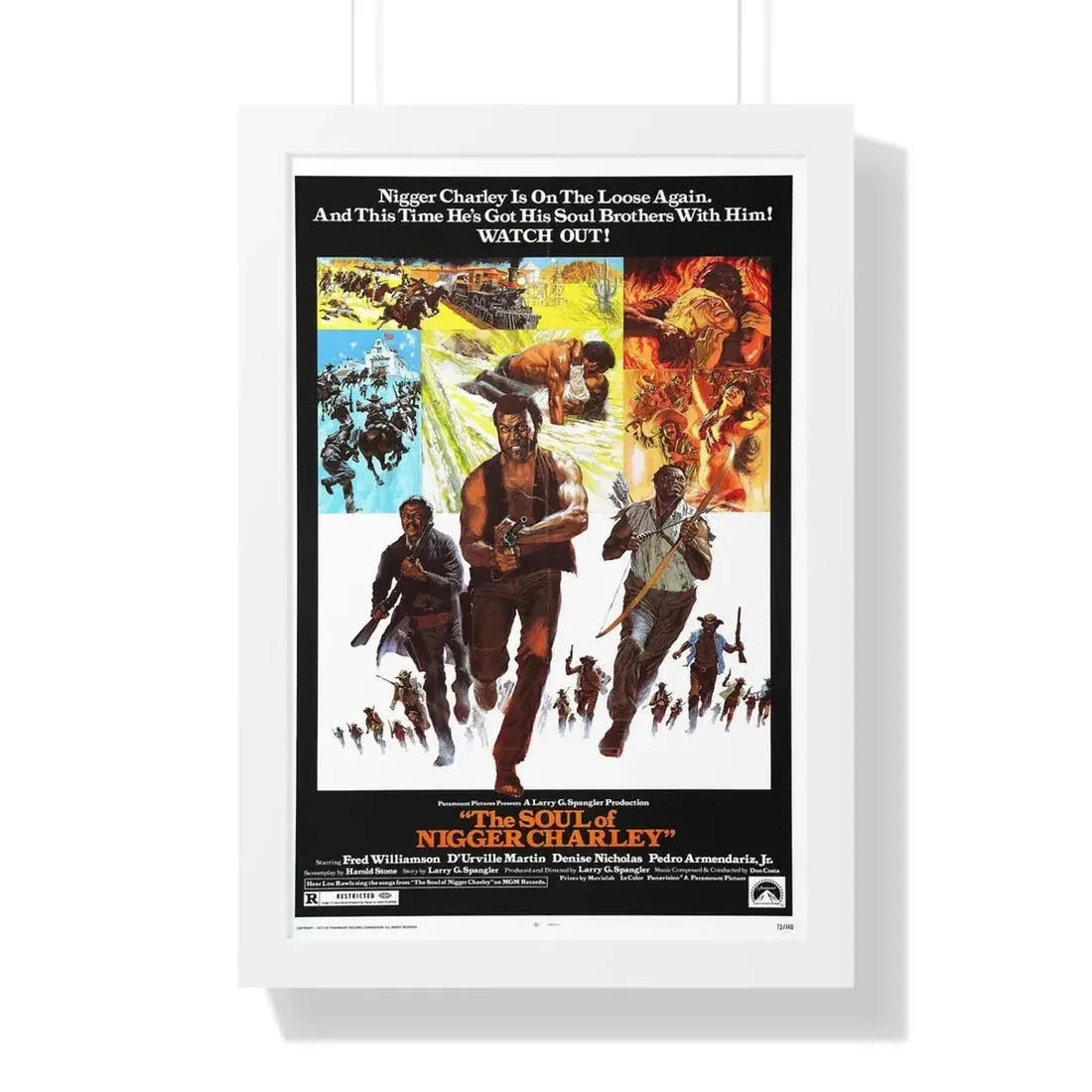 THE SOUL OF NIGGER CHARLEY 1973 - Framed Movie Poster 16″ x 24″ White - The Sticker Space
