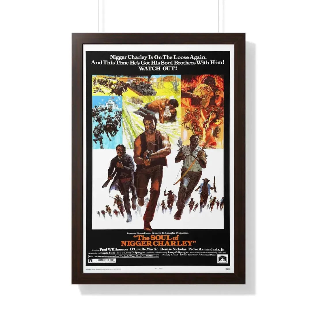 THE SOUL OF NIGGER CHARLEY 1973 - Framed Movie Poster 20" x 30" Walnut - The Sticker Space