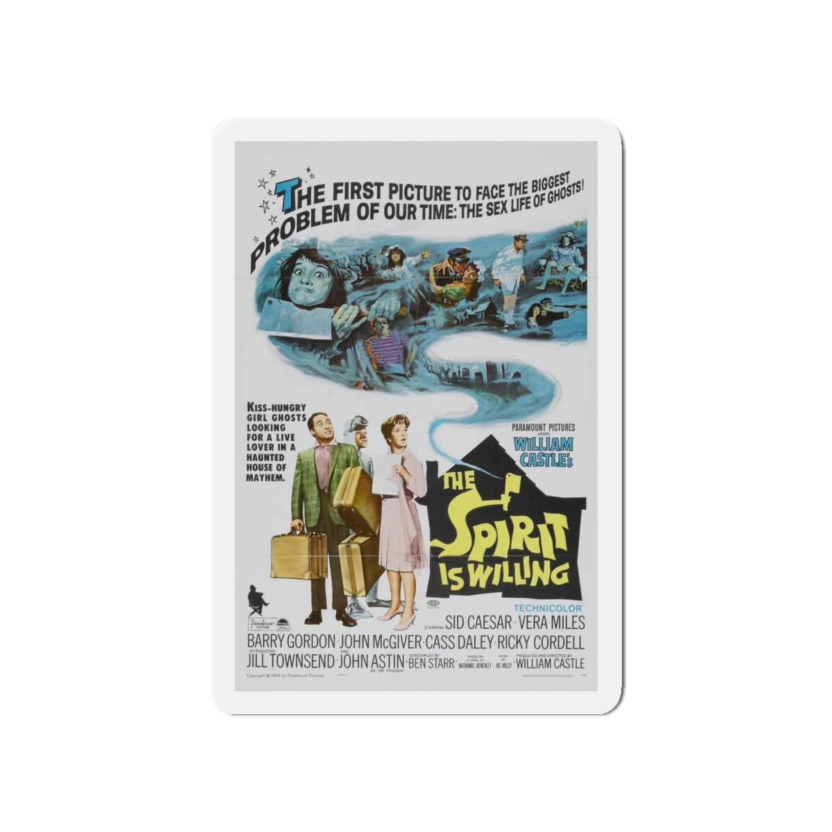 THE SPIRIT IS WILLING 1967 Movie Poster - Refrigerator Magnet-4 Inch-Die-Cut-The Sticker Space