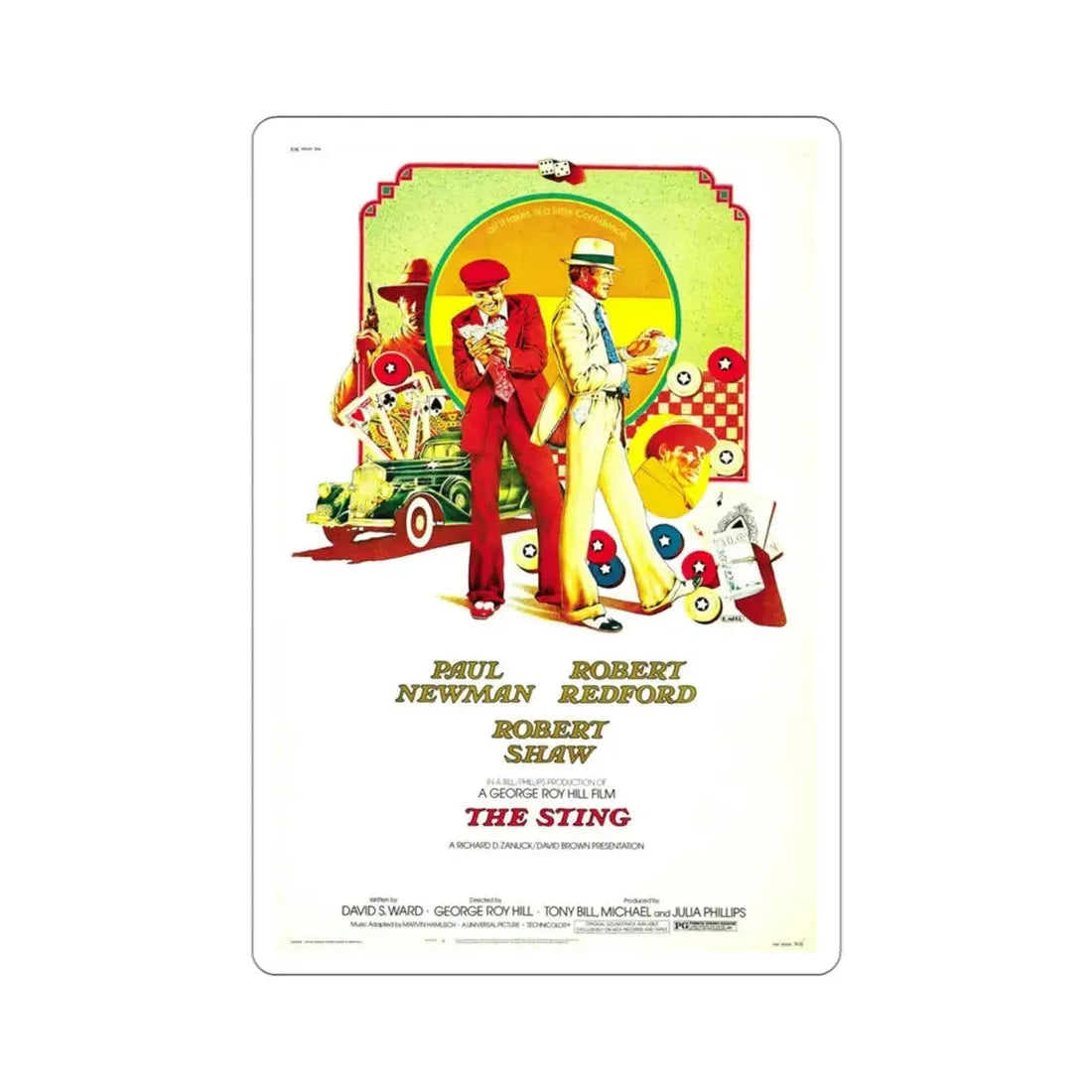 The Sting 1973 2 Movie Poster STICKER Vinyl Die-Cut Decal 3 Inch - The Sticker Space