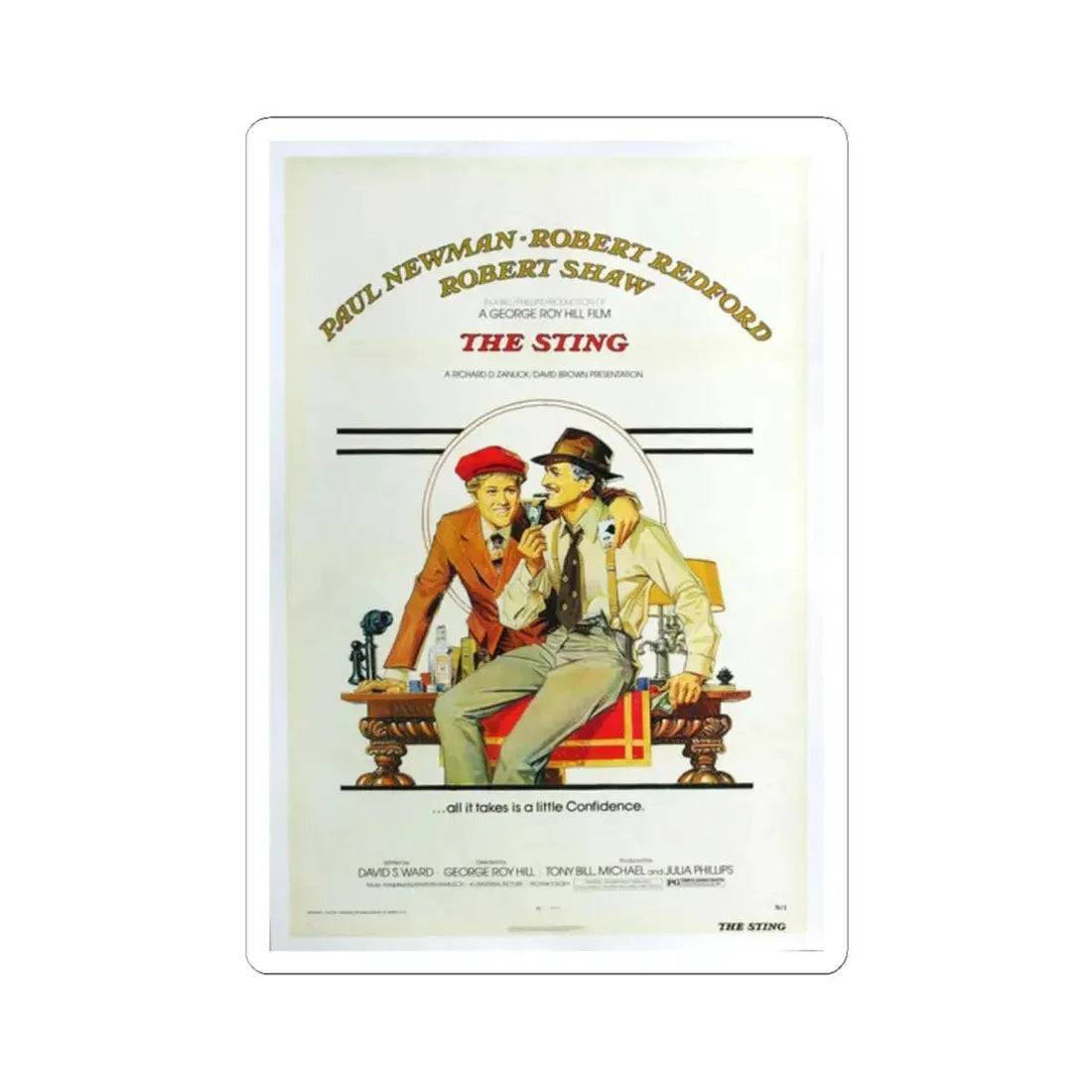 The Sting 1973 Movie Poster - STICKER Vinyl Kiss-Cut Decal 2 Inch White - The Sticker Space