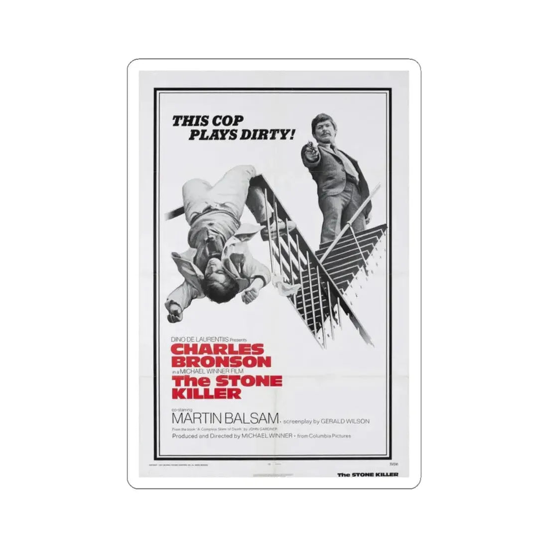 The Stone Killer 1973 Movie Poster - STICKER Vinyl Kiss-Cut Decal 4 Inch White - The Sticker Space