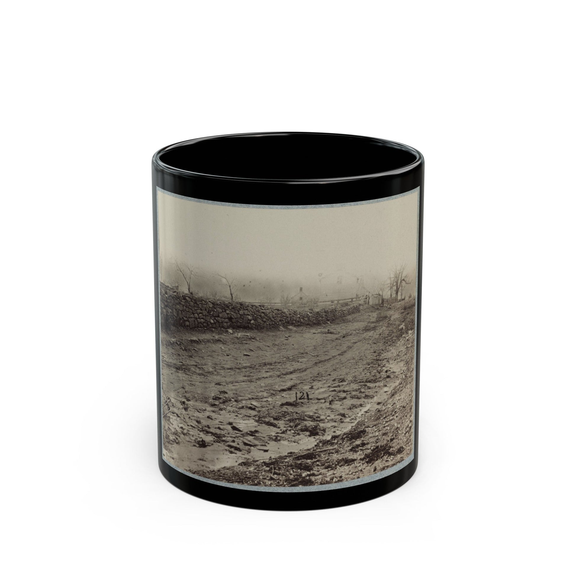 The Stone-Wall At Foot Of Marye's Heights Held By Cobb's Brigade, C.S.A., Dec. 13, 1862(2) (U.S. Civil War) Black Coffee Mug-11oz-The Sticker Space