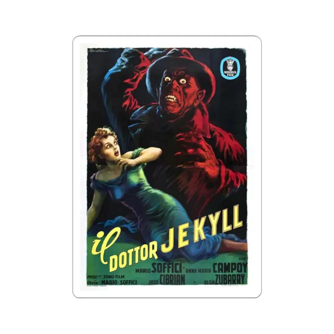 THE STRANGE CASE OF THE MAN AND THE BEAST 1951 Movie Poster - STICKER Vinyl Kiss-Cut Decal 2 Inch White - The Sticker Space