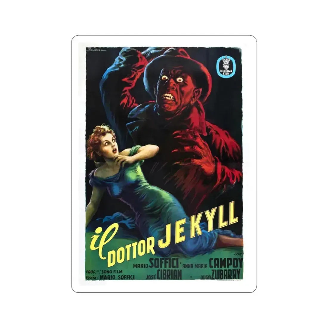 THE STRANGE CASE OF THE MAN AND THE BEAST 1951 Movie Poster - STICKER Vinyl Kiss-Cut Decal 4 Inch White - The Sticker Space